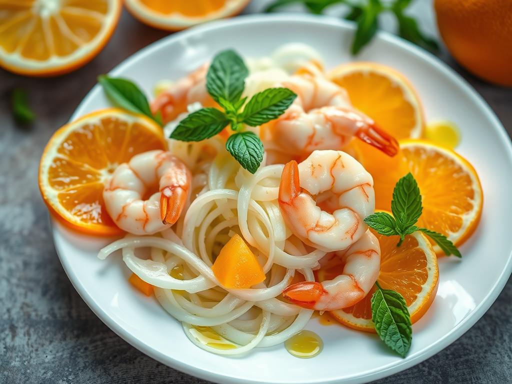 salade de fenouils et orange aux&nbsp;crevettes